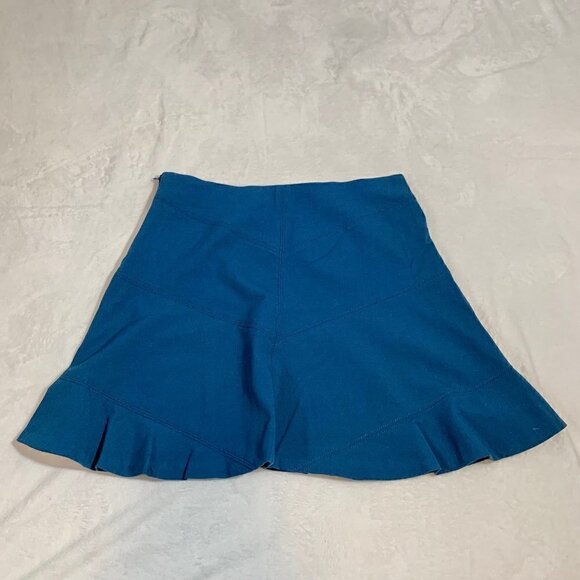 LOFT blue stretch unlined elastic stretch waist zipper close mini skirt - Picture 7 of 8